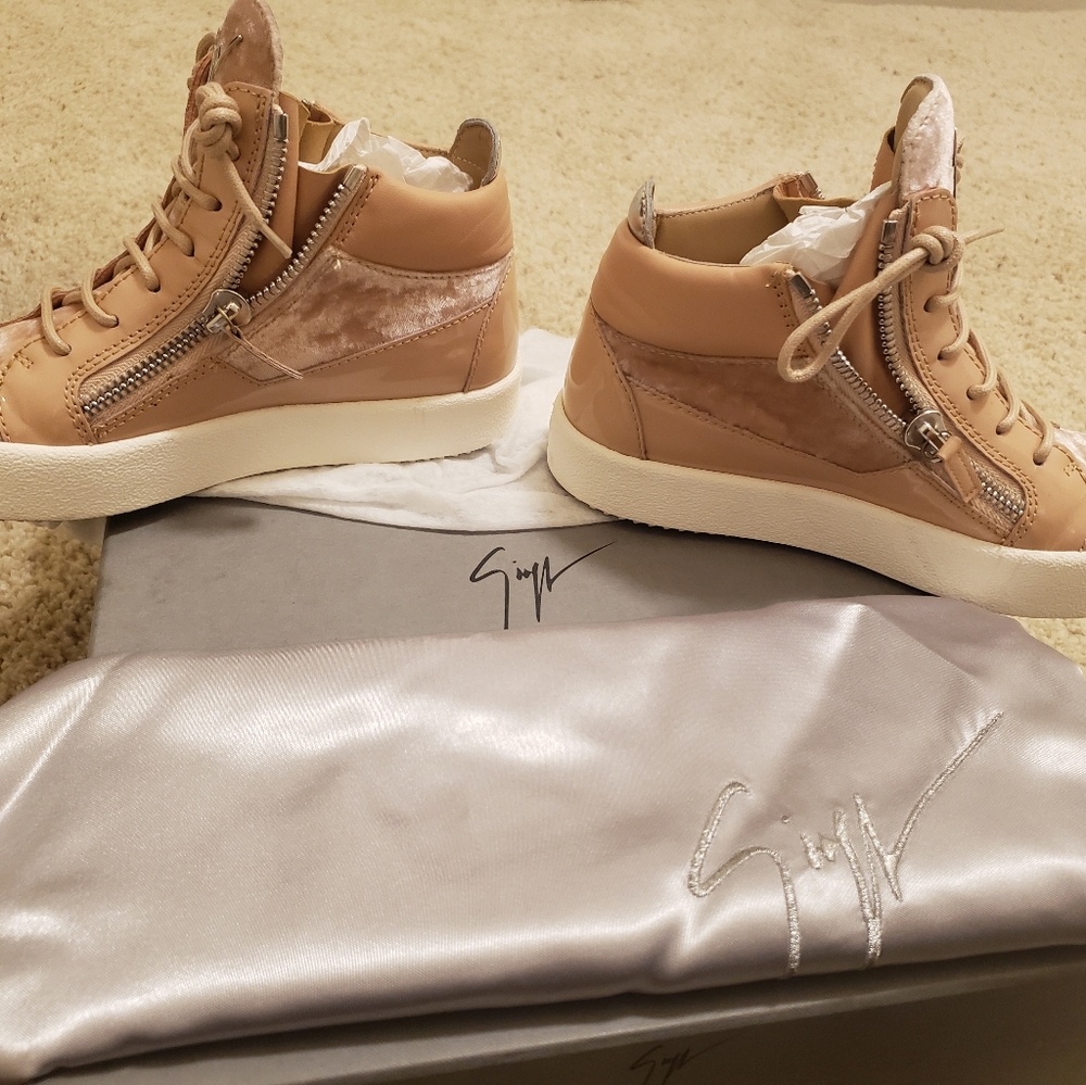 High top sneakers Giuseppe zanotti (nude rose color) velvet material - Picture 4 of 4